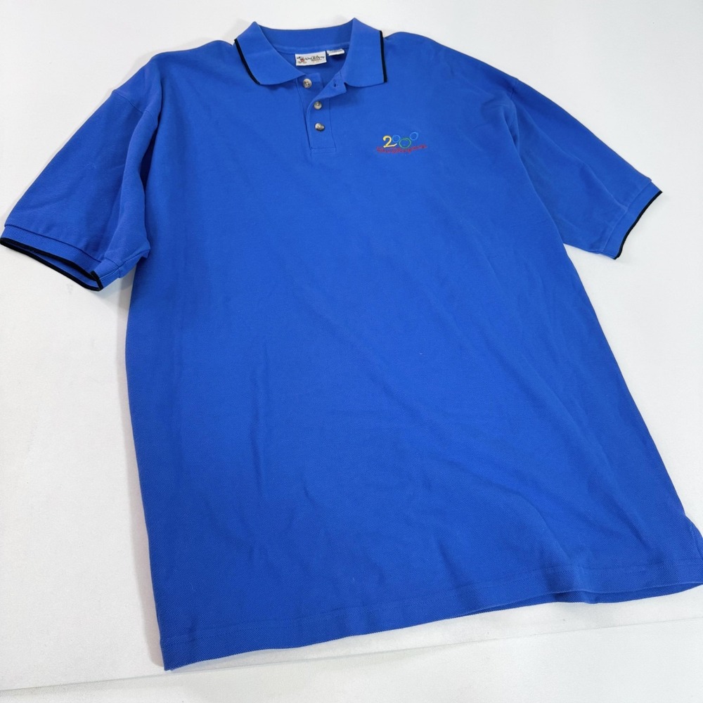 Vintage Disney Polo Shirt Mens XL Blue Walt Disney World‎ 2000 Mickey Mouse Logo